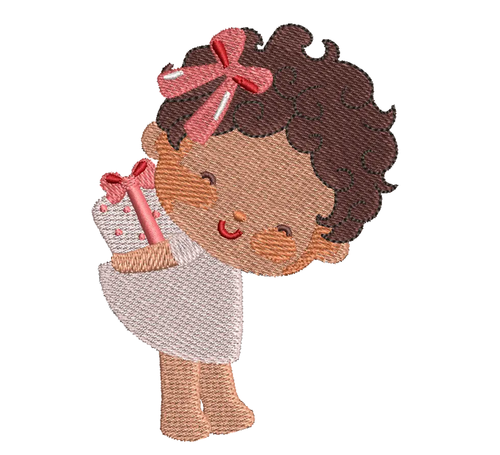 Embroidered Girl with Gift