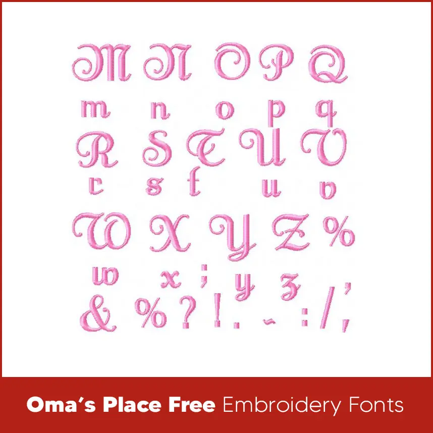 Oma’s Place Free Embroidery Fonts