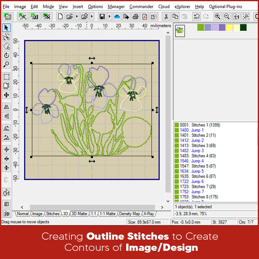 Creating Outline Stitches to Create Contours of Image/Design