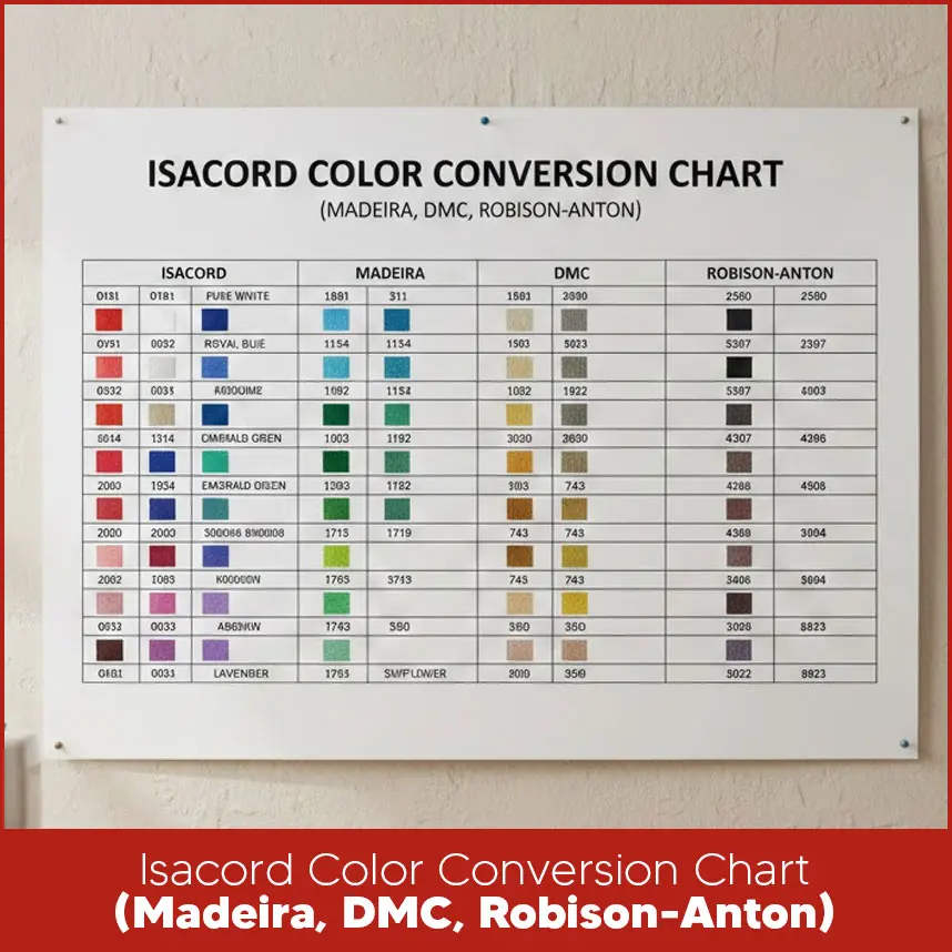 Isacord Color Conversion Chart (Madeira, DMC, Robison-Anton)