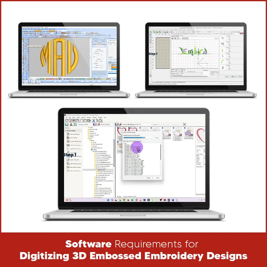 Software Requirements for Digitizing 3D Embossed Embroidery Designs