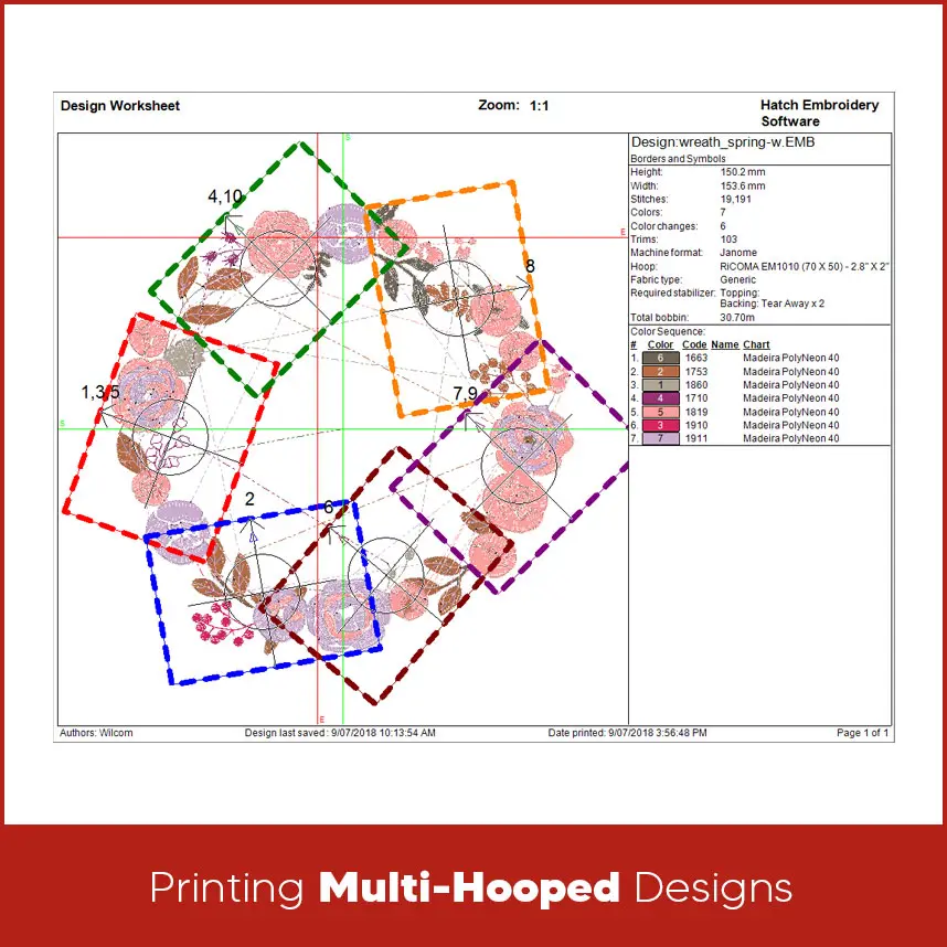 Printing Multi-Hooped Designs
