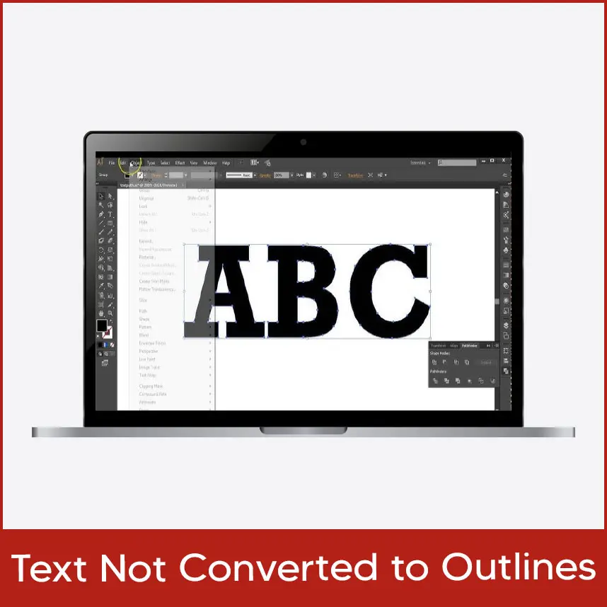 Text Not Converted to Outlines