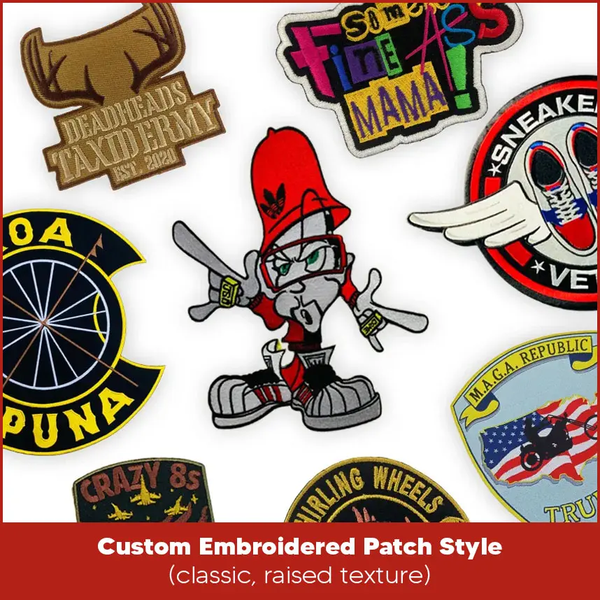 Custom Embroidered Patch Style (Classic and Raised Texture)