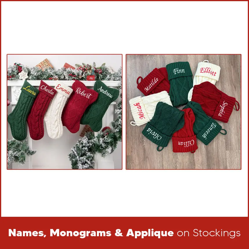 Names, Monograms & Applique on Stockings