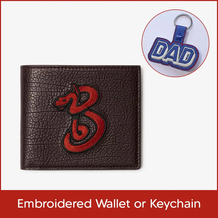 Embroidered Wallet or Keychain with His Name