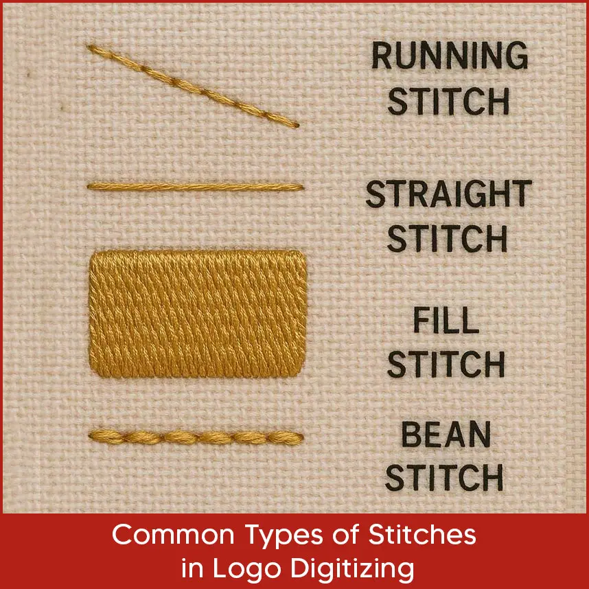 Common Types of Stitches in Logo Digitizing