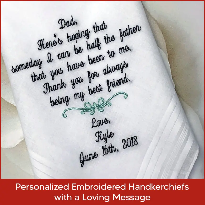 Personalized Embroidered Handkerchiefs with a Loving Message