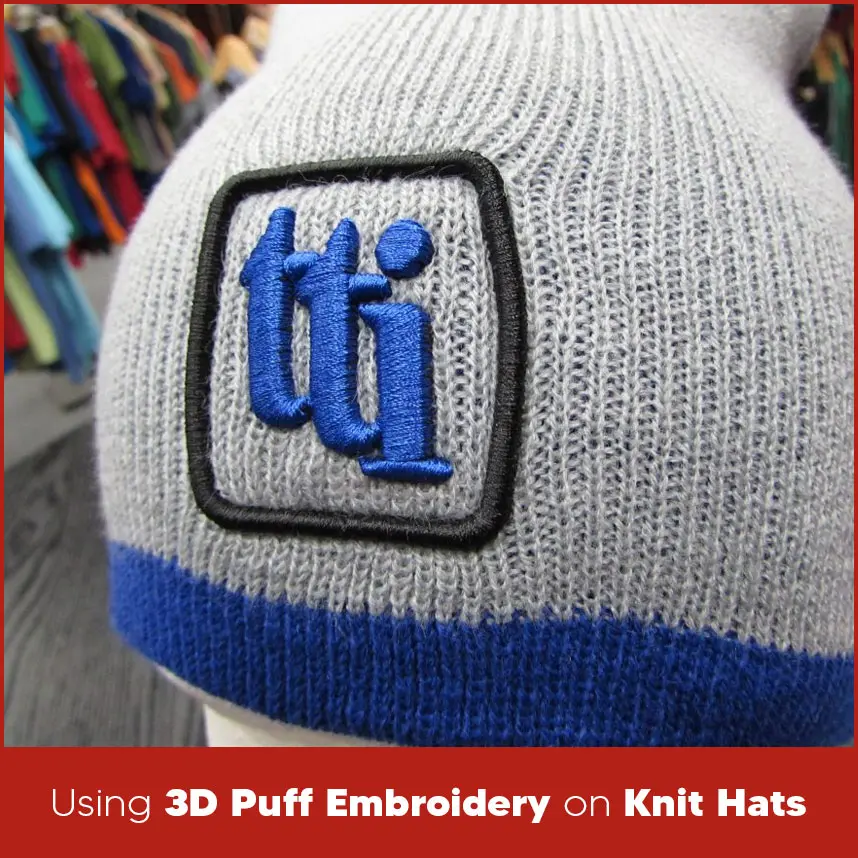 Using 3D Puff Embroidery on Knit Hats